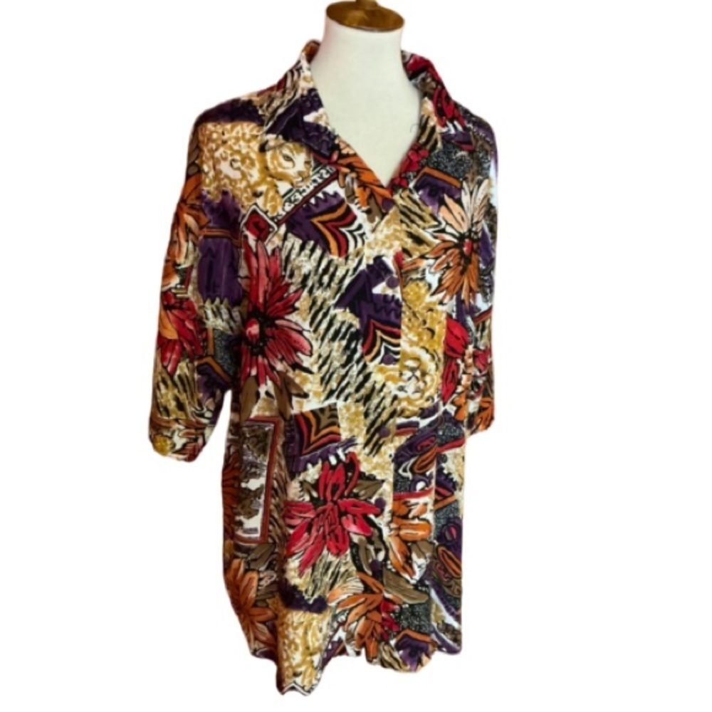Vintage Bright floral Oversized Blouse